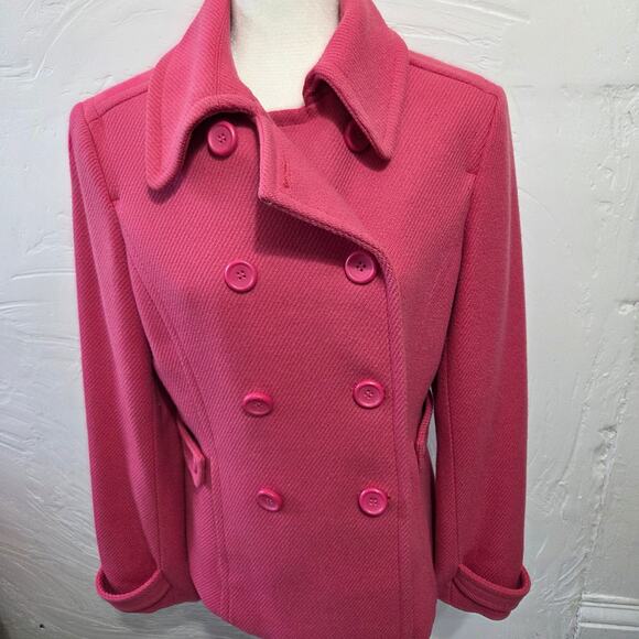 Express Design Studio Pink Wool Blend Pea Coat Woman's Size Medium - Picture 1 of 7